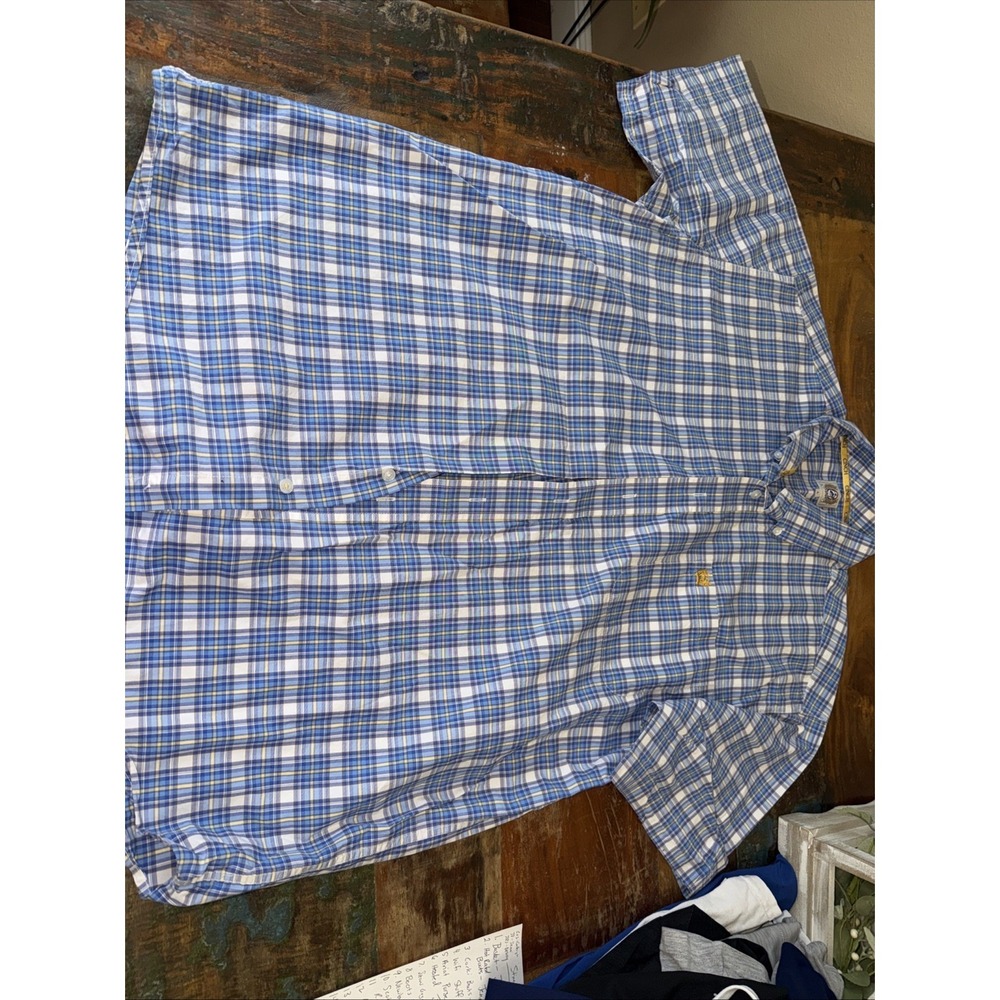 Cinch Western Short Sleeve Button Down Blue  Multi-Color Plaid  Shirt Size  L